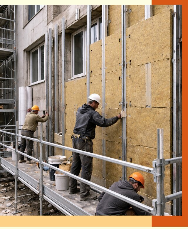 Утепление вентилируемого фасада в Южноуральске от 6124 руб/м2 — монтаж и утепление вентфасад | ТепломастерЖрк
